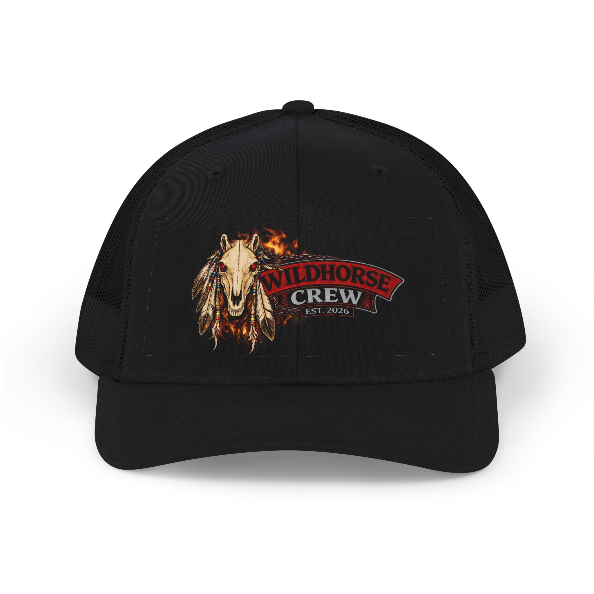 Wildhorse Crew Snapback Trucker Cap — Vintage Rodeo Horse Patch Hat