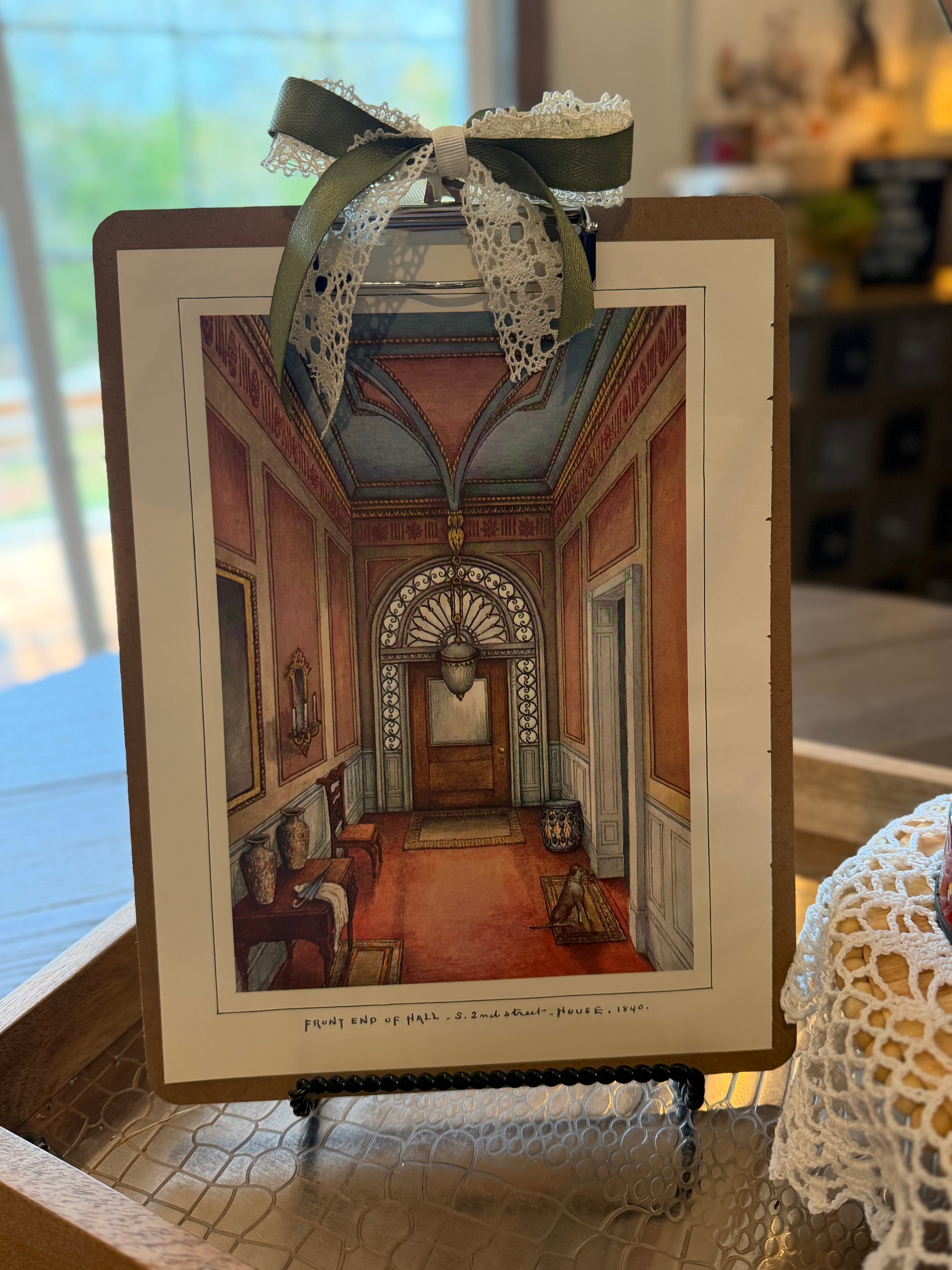 Vintage Architectural Print on Clip Board