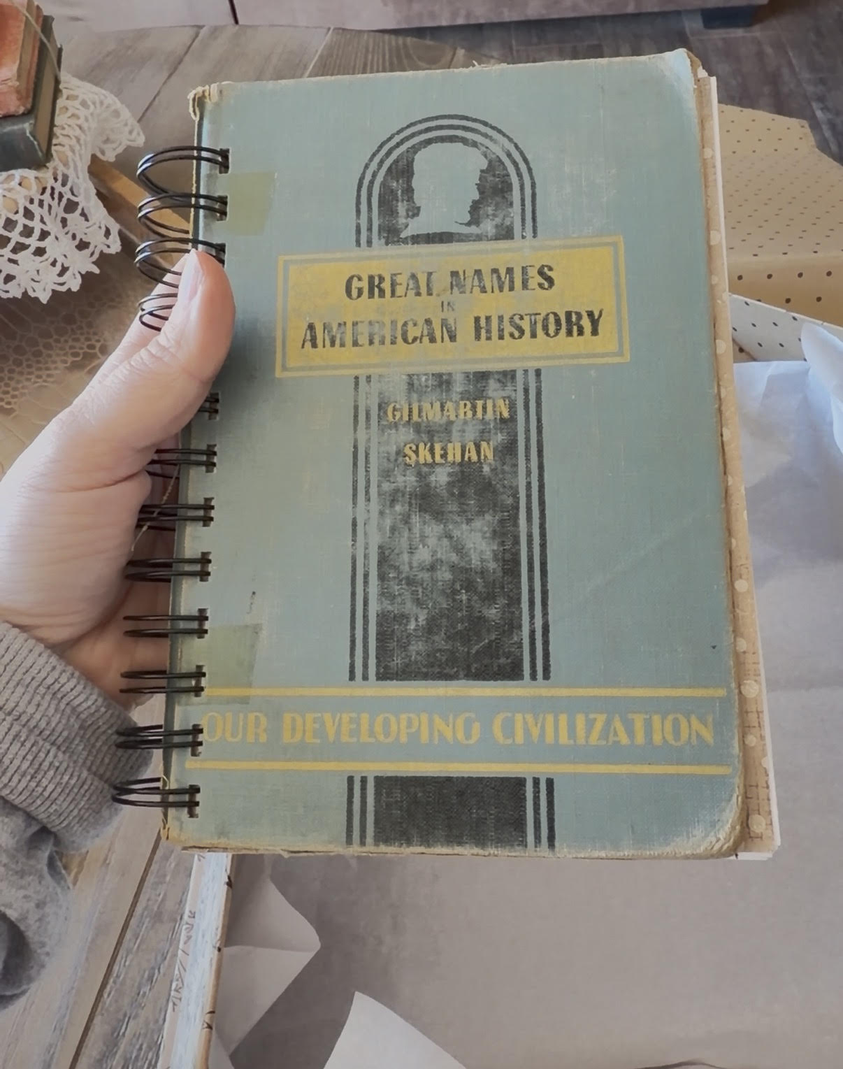 Vintage Book Spiral Notebook – “Great Names in American History”